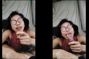 Xuất hết lên mặt em kính cận | Clip sex